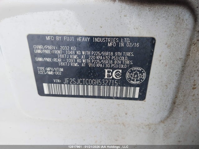 JF2SJCTC0GH532715 Subaru Forester 2.5i Touring