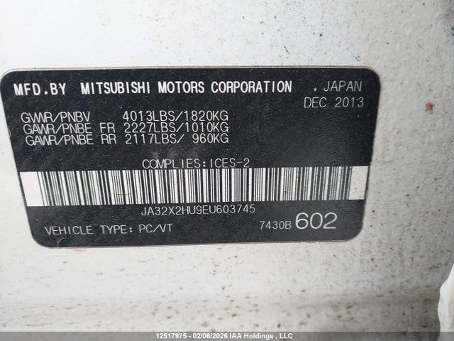 JA32X2HU9EU603745 Mitsubishi Lancer Es/es Sport