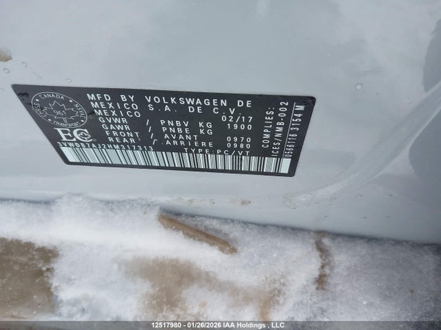 Aukcja sprzedaży 2017 Volkswagen Jetta Sedan, vin: 3VWDB7AJ2HM317313, numer aukcji: 12517980