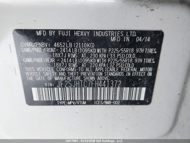 JF2SJHTC7FH441372 Subaru Forester 2.0xt Touring