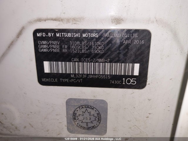Mitsubishi Mirage 2017 ML32F3FJ9HHF05515 Image 9