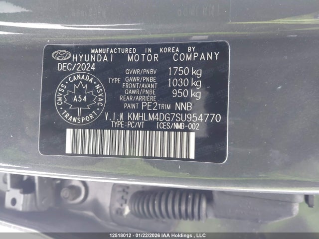 Продаж на аукціоні авто 2025 Hyundai Elantra Preferred W/tech Package, vin: KMHLM4DG7SU954770, номер лоту: 12518012