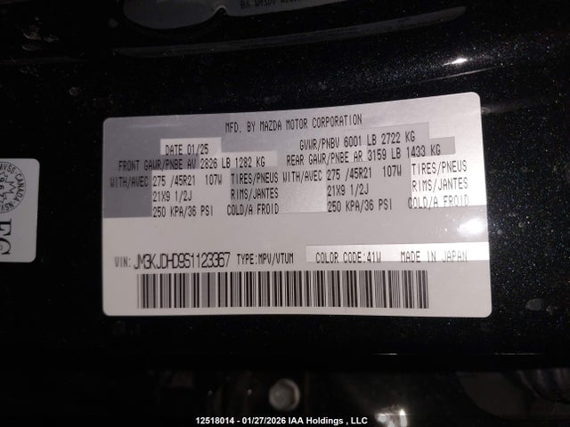 JM3KJDHD9S1123367 Mazda Cx-70 Premium
