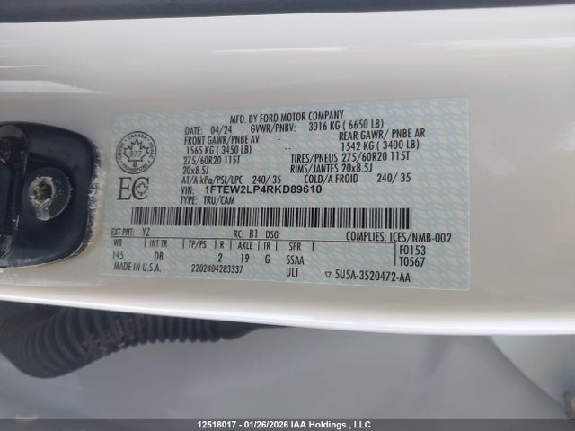 Продажа на аукционе авто 2024 Ford F150 Stx, vin: 1FTEW2LP4RKD89610, номер лота: 12518017