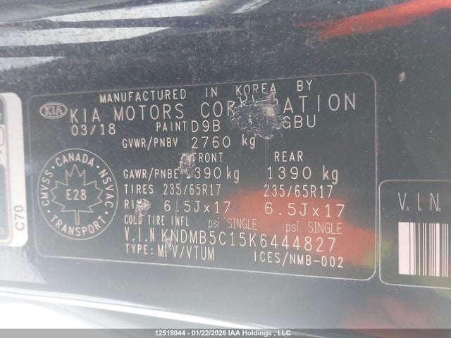 KIA Sedona 2019 KNDMB5C15K6444827 Image 9