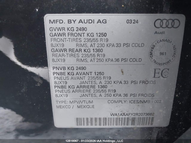 WA1AAAFY2R2073662 Audi Q5 45 Komfort