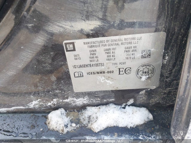 1G1JA6EH7E4106733 Chevrolet Sonic Ls Auto