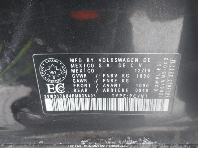 3VW217AU4HM035405 Volkswagen Golf S/wolfsburg/se/sel