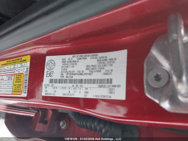 12518128 :رقم المزاد ، 1FTER4FHXMLD91467 vin ، 2021 Ford Ranger Xl/xlt/lariat مزاد بيع