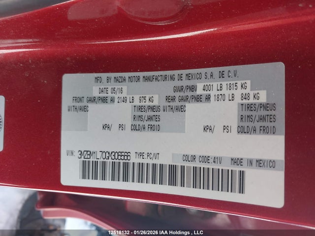 3MZBM1L70GM306566 Mazda 3 TOURING