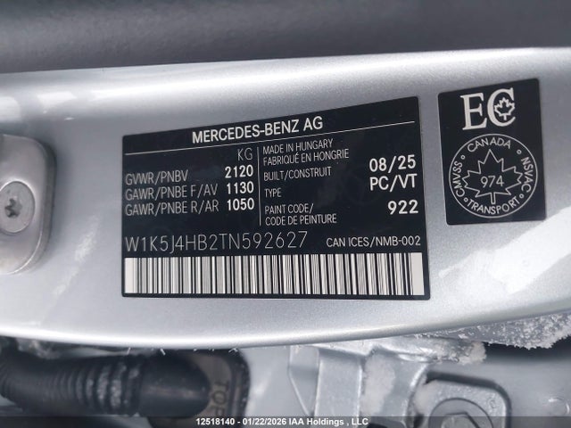 W1K5J4HB2TN592627 Mercedes-Benz CLA 250 4MATIC