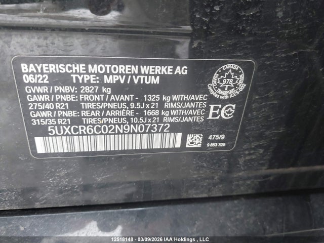5UXCR6C02N9N07372 BMW X5 Xdrive40i