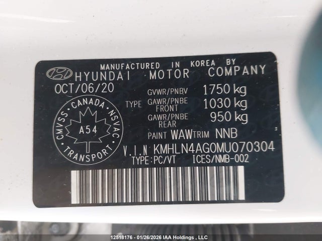 KMHLN4AG0MU070304 Hyundai ELANTRA SEL