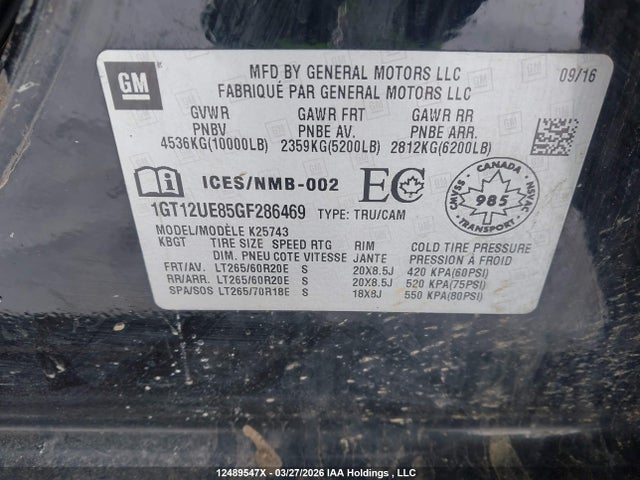 1GT12UE85GF286469 GMC Sierra 2500hd Denali