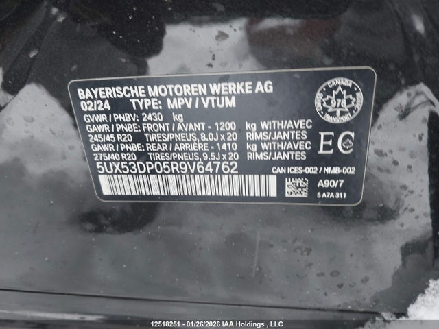 Продажа на аукционе авто 2024 Bmw X3 Xdrive30i, vin: 5UX53DP05R9V64762, номер лота: 12518251