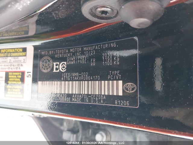 4T1G11AKXRU864170 Toyota Camry Se Night Shade/se