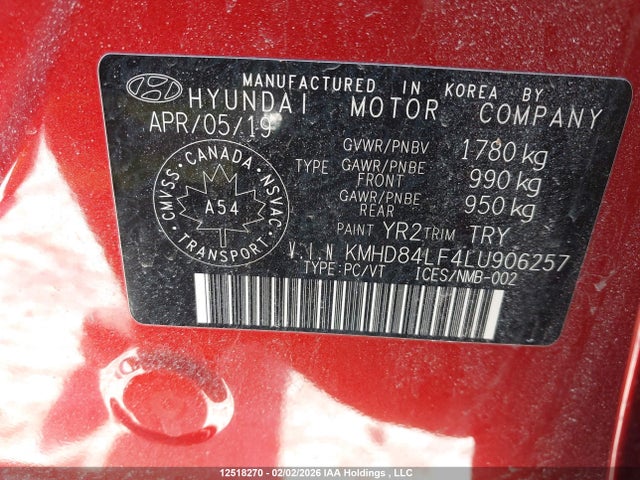 KMHD84LF4LU906257 Hyundai Elantra