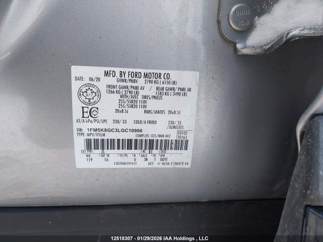 1FM5K8GC3LGC10906 Ford Explorer St