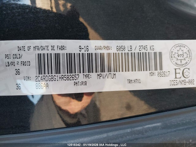 2C4RDGBG1HR582657 Dodge Grand Caravan Se