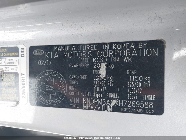 KIA Sportage Lx 2017 KNDPM3ACXH7269588 Image 9