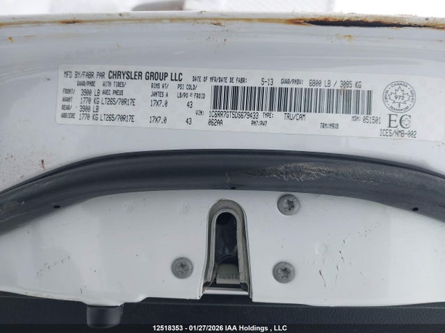 12518353 :رقم المزاد ، 1C6RR7GT5DS679433 vin ، 2013 Ram 1500 Slt مزاد بيع