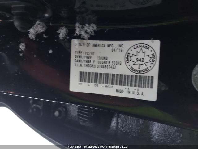 1HGCR2F01GA807462 Honda ACCORD EX