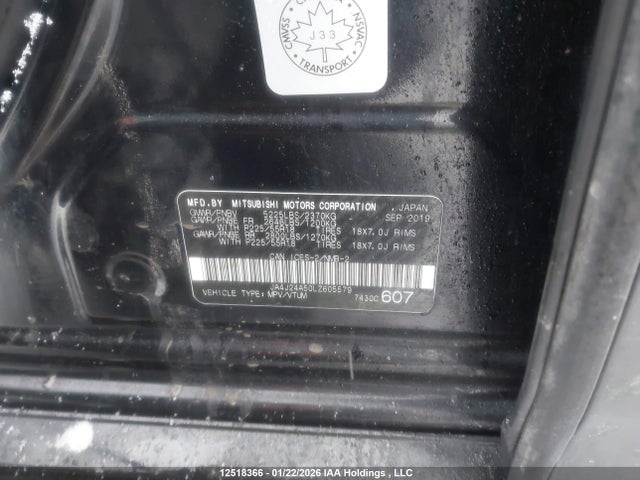 12518366 :رقم المزاد ، JA4J24A50LZ605579 vin ، 2020 Mitsubishi Outlander Sel/gt/fe مزاد بيع