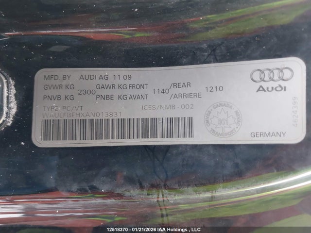 Aukcja sprzedaży 2010 Audi A5 Premium Plus, vin: WAULFBFHXAN013831, numer aukcji: 12518370