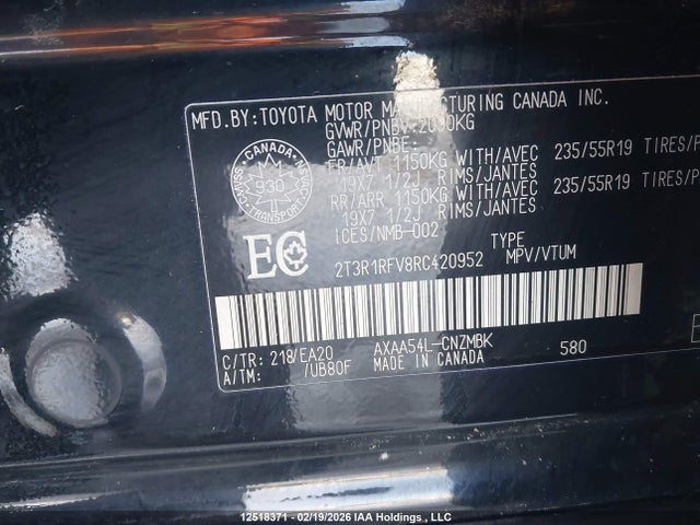 2T3R1RFV8RC420952 Toyota Rav4 Xle/xle Premium