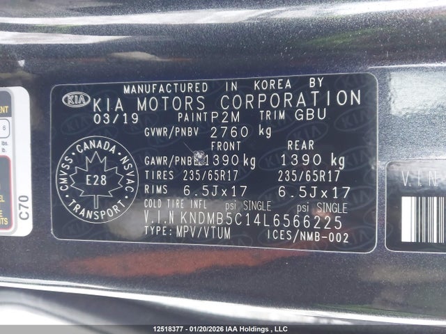 Aukcja sprzedaży 2020 Kia Sedona Lx/ex, vin: KNDMB5C14L6566225, numer aukcji: 12518377