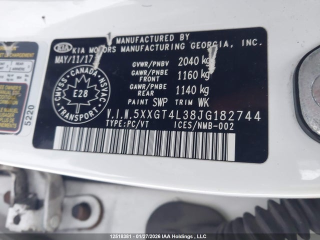 Aukcja sprzedaży 2018 Kia Optima Lx/s, vin: 5XXGT4L38JG182744, numer aukcji: 12518381
