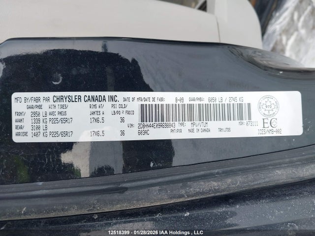 12518399 :رقم المزاد ، 2D8HN44E09R698843 vin ، 2009 Dodge Grand Caravan Se مزاد بيع