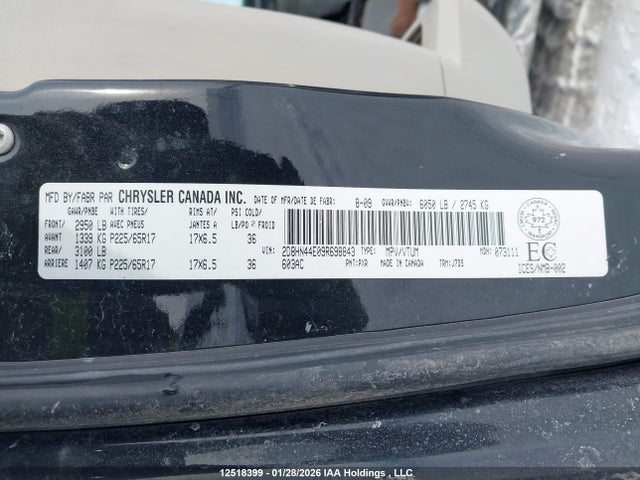 12518399 :رقم المزاد ، 2D8HN44E09R698843 vin ، 2009 Dodge Grand Caravan Se مزاد بيع