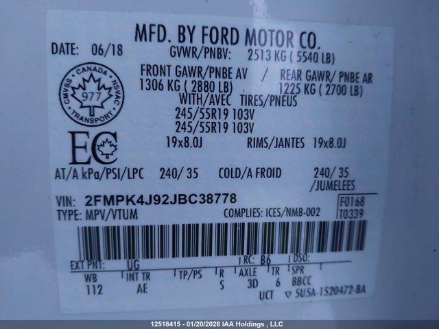 Ford EDGE SEL 2018 2FMPK4J92JBC38778 Image 18