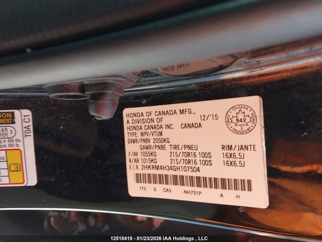 2HKRM4H34GH107504 Honda CR-V LX