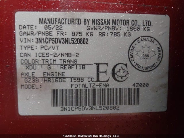 Nissan KICKS SR 2022 3N1CP5DV3NL520802 Image 19