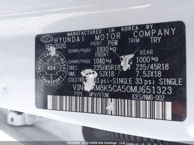 KM8K5CA50MU651323 Hyundai Kona Ultimate Awd