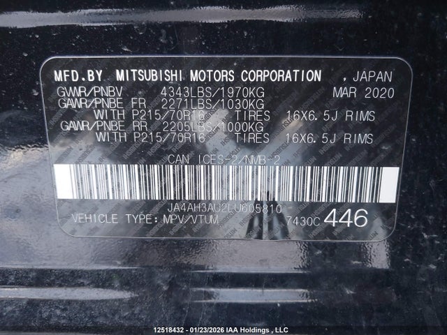Mitsubishi Rvr Es/se 2020 JA4AH3AU2LU605810 Image 9
