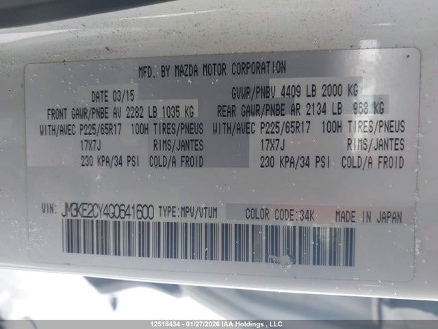JM3KE2CY4G0641600 Mazda Cx-5 Touring