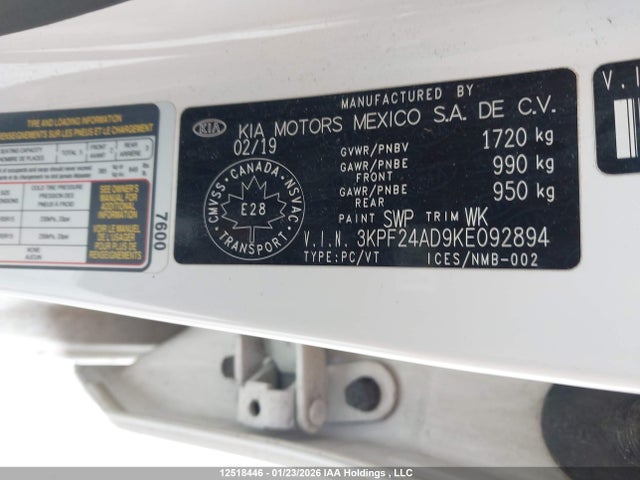 3KPF24AD9KE092894 KIA Forte Fe/lx/lxs
