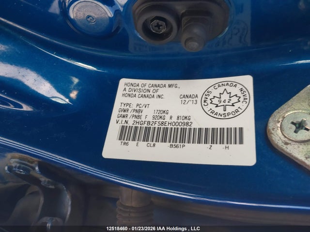Продаж на аукціоні авто 2014 Honda Civic Lx, vin: 2HGFB2F58EH000982, номер лоту: 12518460