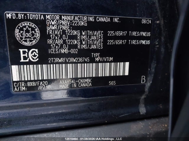 2T3RWRFV3RW236745 Toyota Rav4 Hybrid Xle
