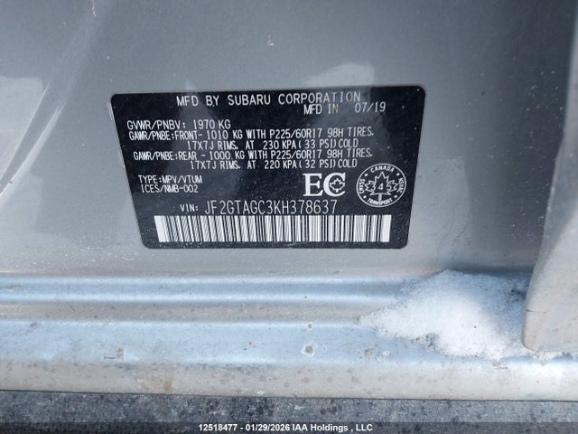 JF2GTAGC3KH378637 Subaru Crosstrek Sport