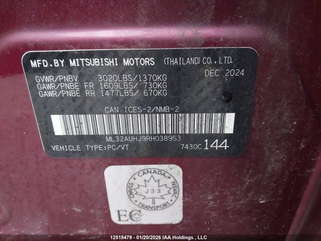 ML32AUHJ9RH038953 Mitsubishi MIRAGE ES