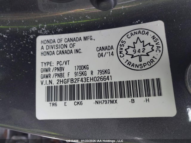 2HGFB2F43EH026641 Honda Civic Lx