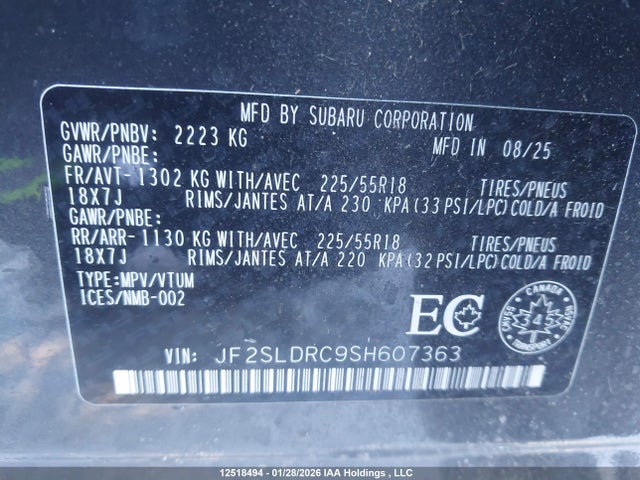 JF2SLDRC9SH607363 Subaru Forester