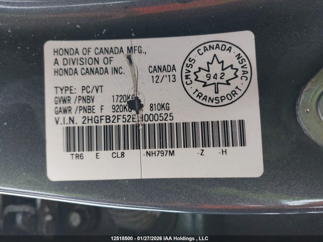 2HGFB2F52EH000525 Honda Civic Lx