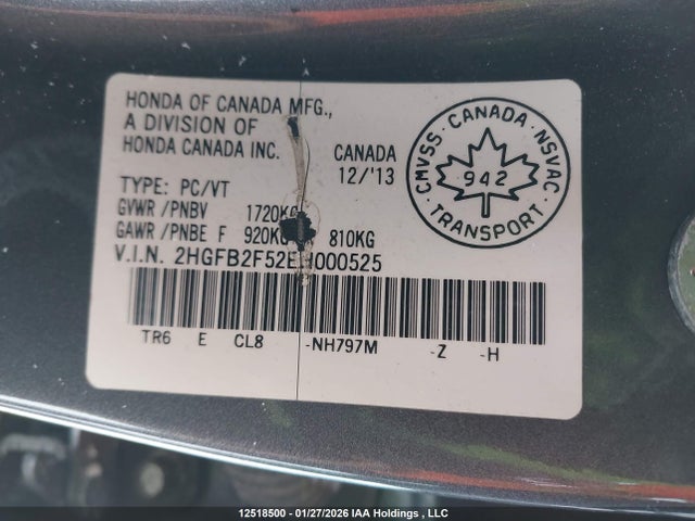 2HGFB2F52EH000525 Honda Civic Lx