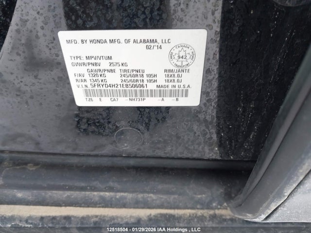 Aukcja sprzedaży 2014 Acura Mdx, vin: 5FRYD4H21EB506061, numer aukcji: 12518504
