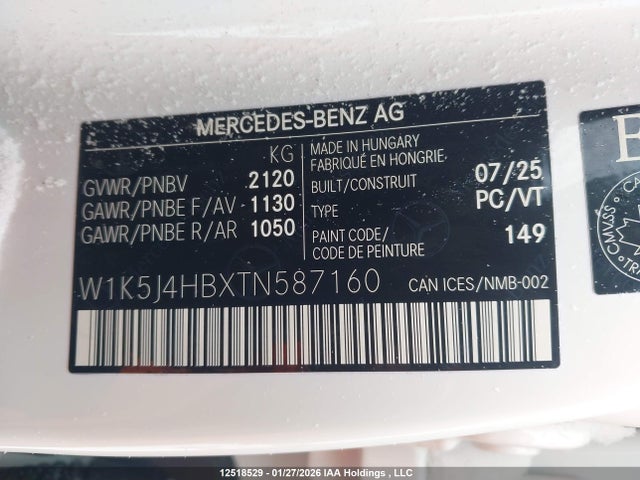 W1K5J4HBXTN587160 Mercedes-Benz CLA 250 4MATIC